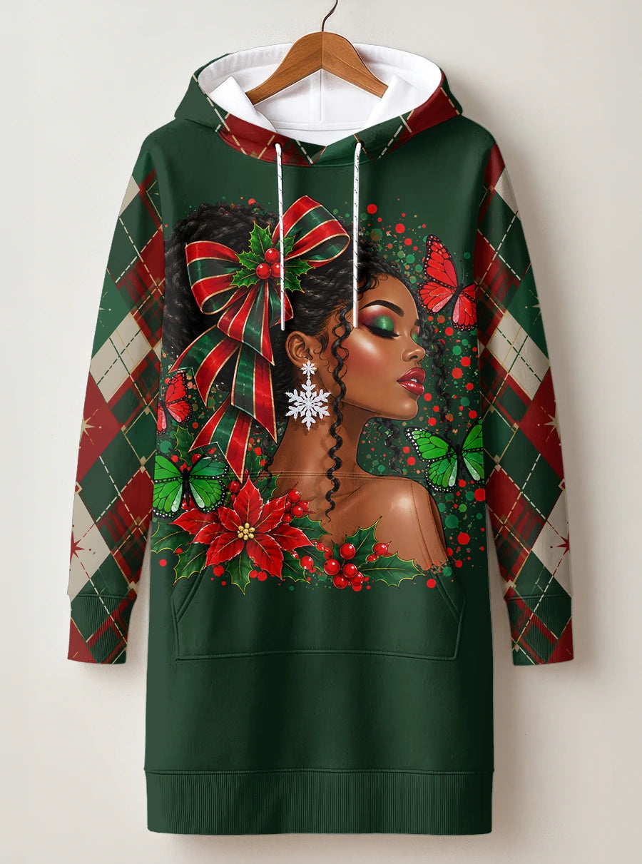 "Kengele" Christmas Hoodie Dress — front flat