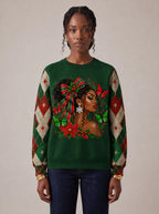 "Kengele" Christmas Sweatshirt — front view on model