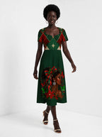 "Kengele" Christmas Sweetheart Midi Dress — front view on model