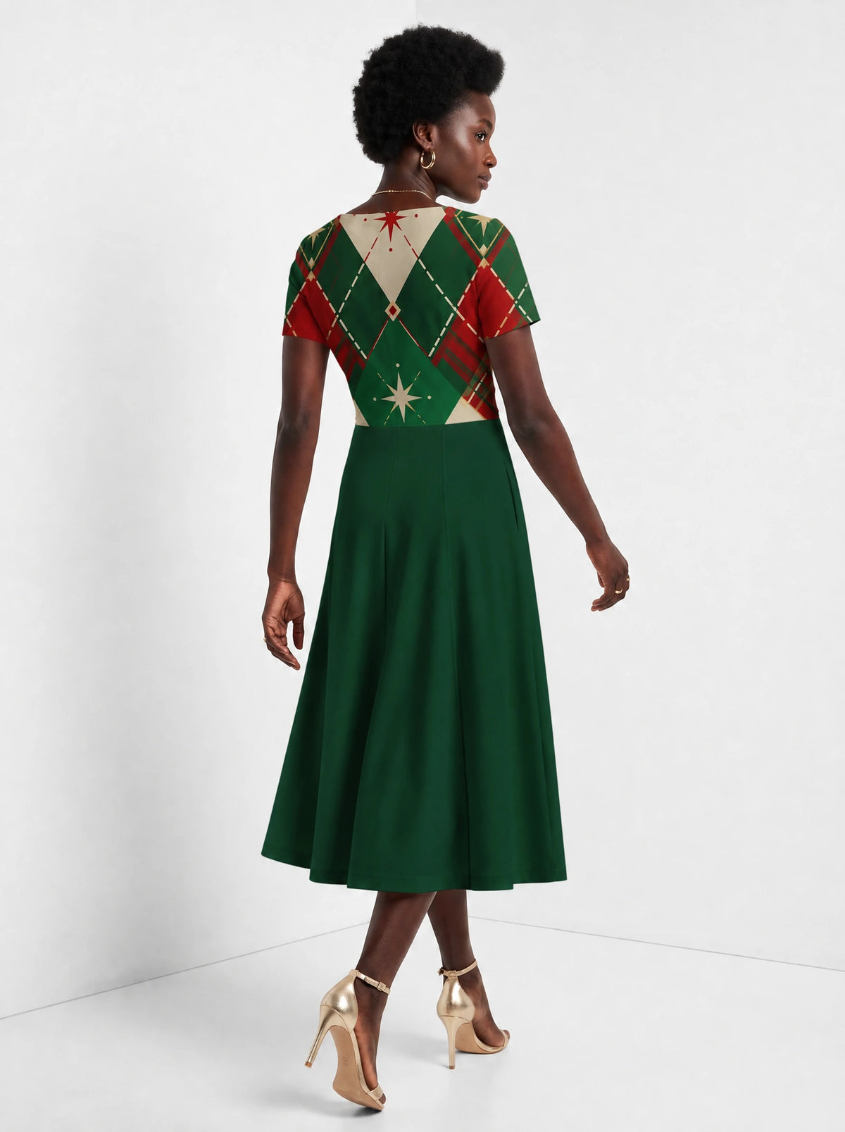 "Kengele" Christmas Sweetheart Midi Dress — back view on model