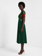 "Kengele" Christmas Sweetheart Midi Dress — side view on model