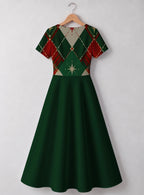 "Kengele" Christmas Sweetheart Midi Dress — back flat