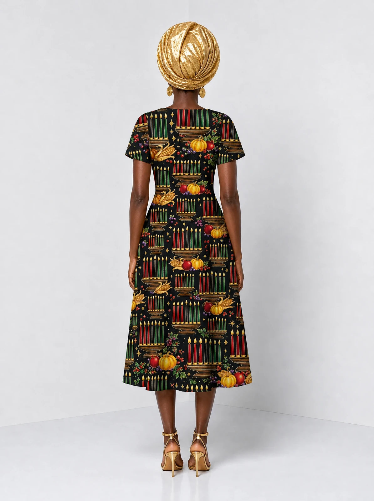 "Kinara" Sweetheart Midi Dress — back view on model