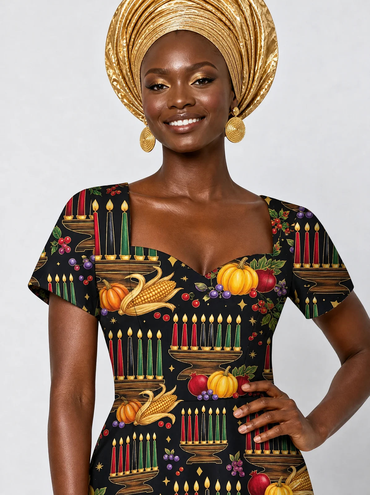 "Kinara" Sweetheart Midi Dress — styled on model