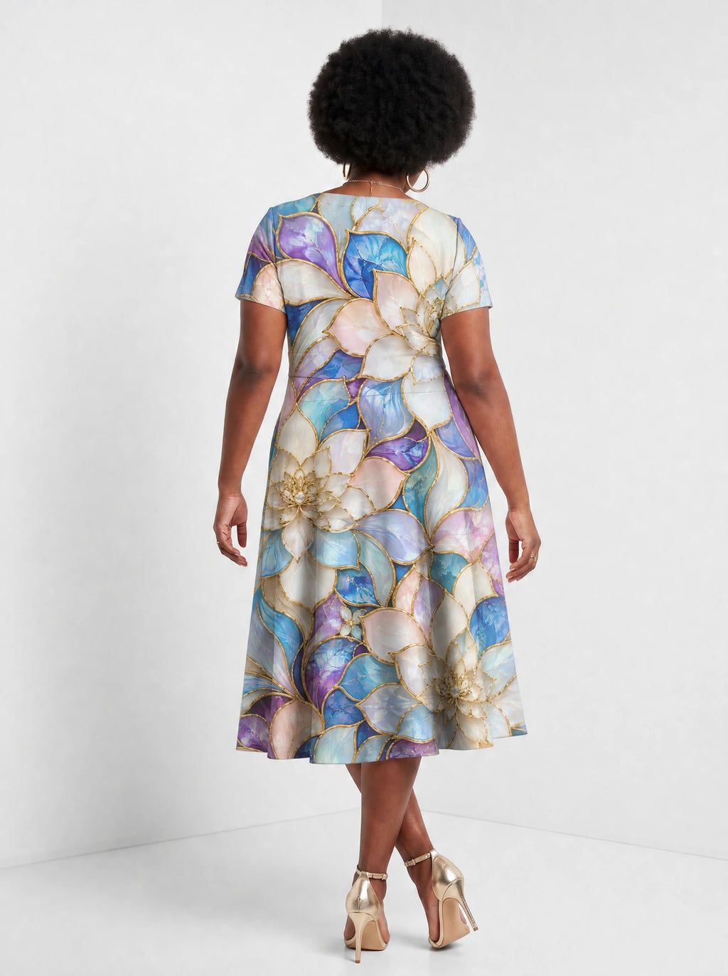 "Kioo" Sweetheart Midi Dress — back view on model