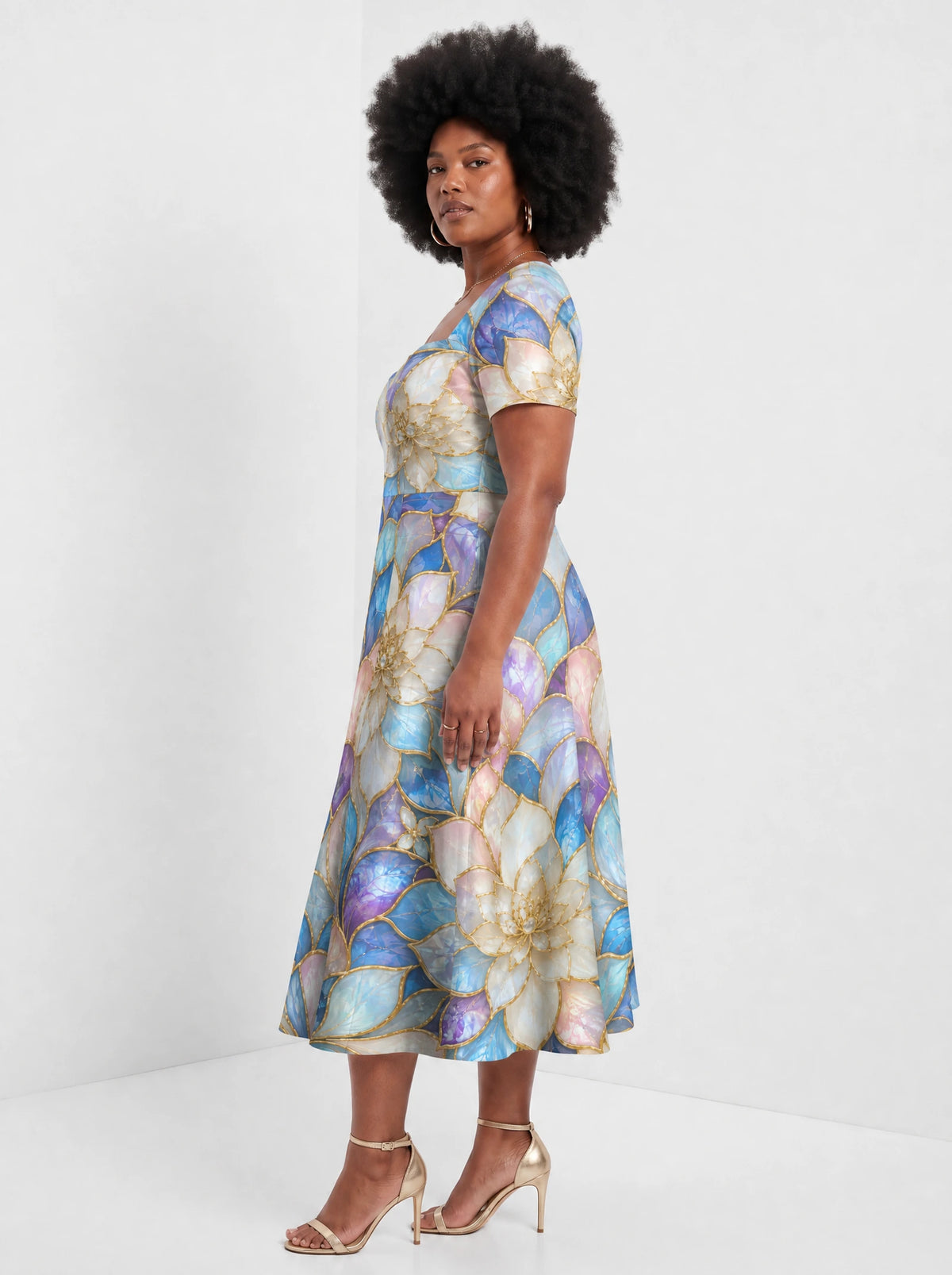 "Kioo" Sweetheart Midi Dress — side view on model