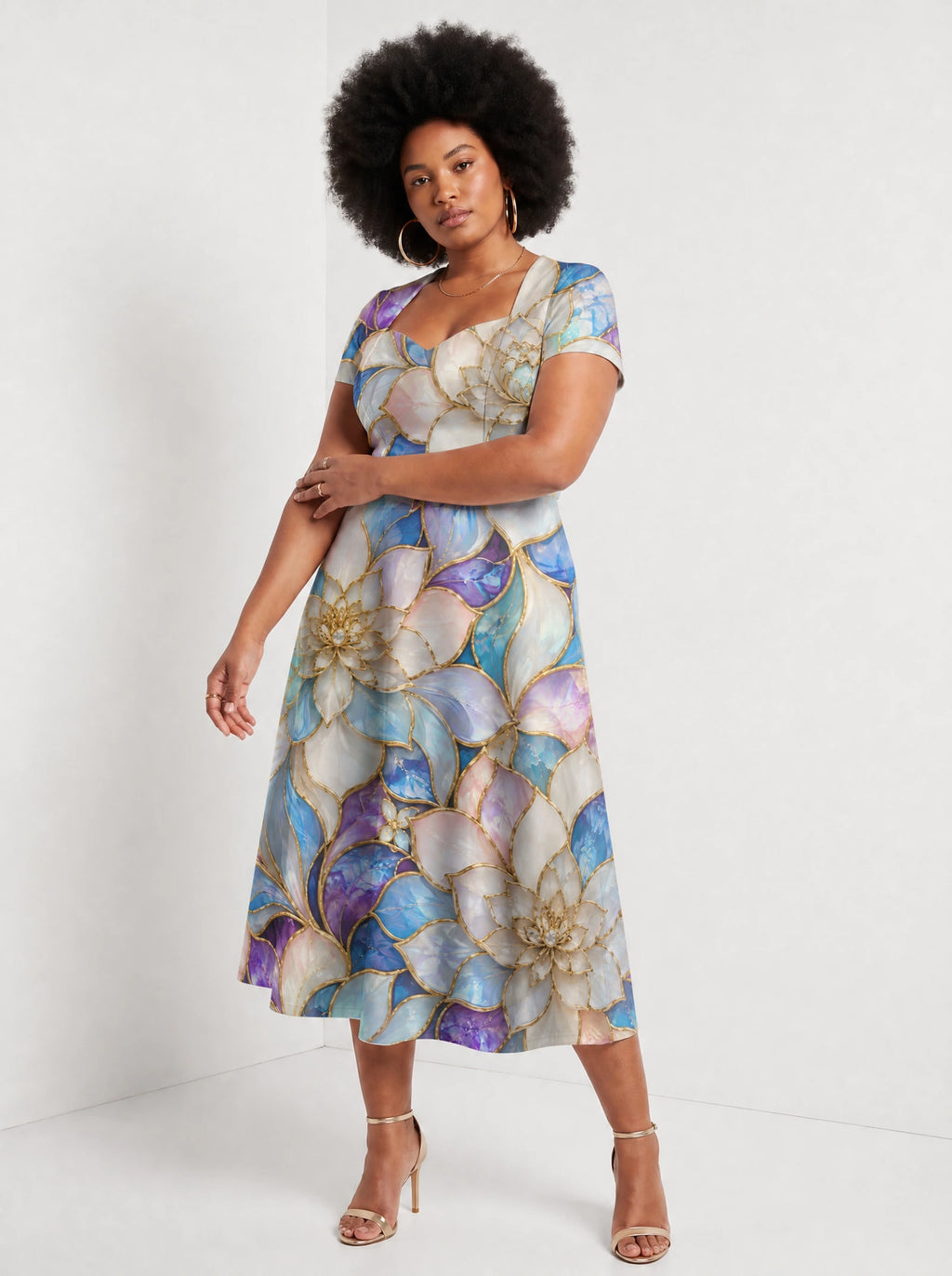"Kioo" Sweetheart Midi Dress — styled on model