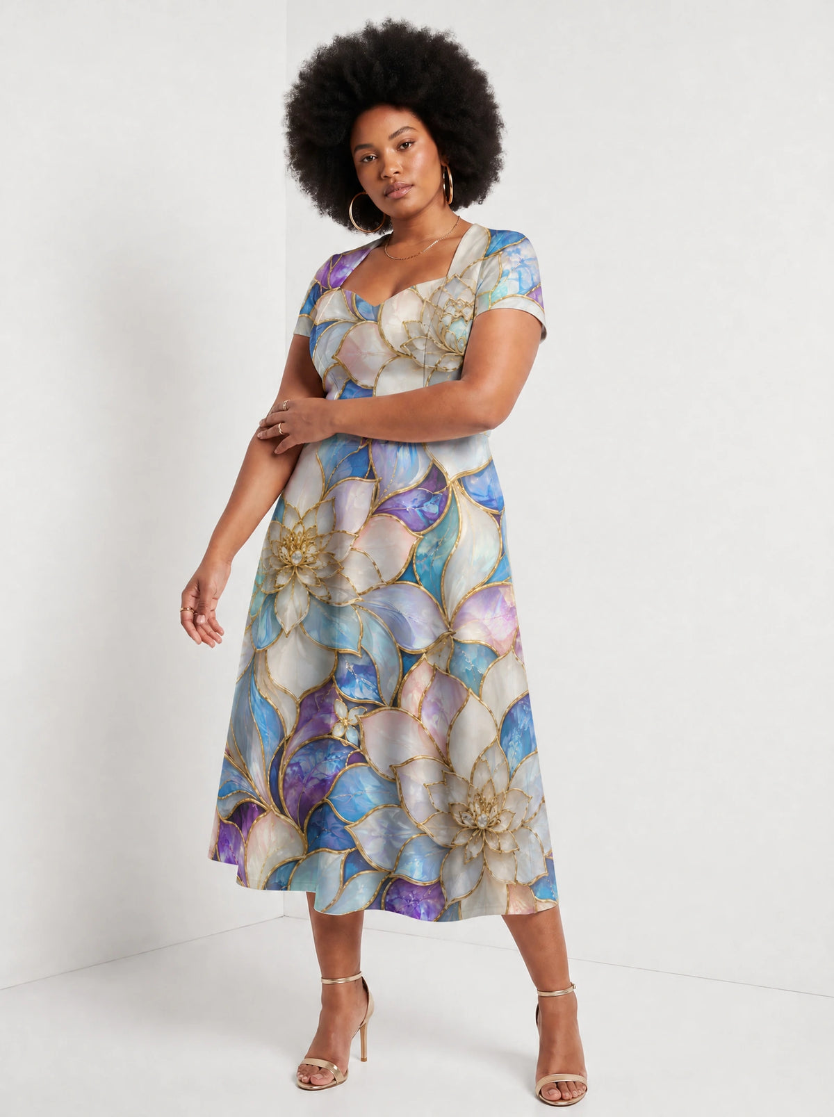 "Kioo" Sweetheart Midi Dress — styled on model