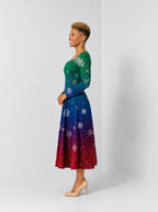 "Kipaji" Long Sleeve Sweetheart Midi Dress — side view on model