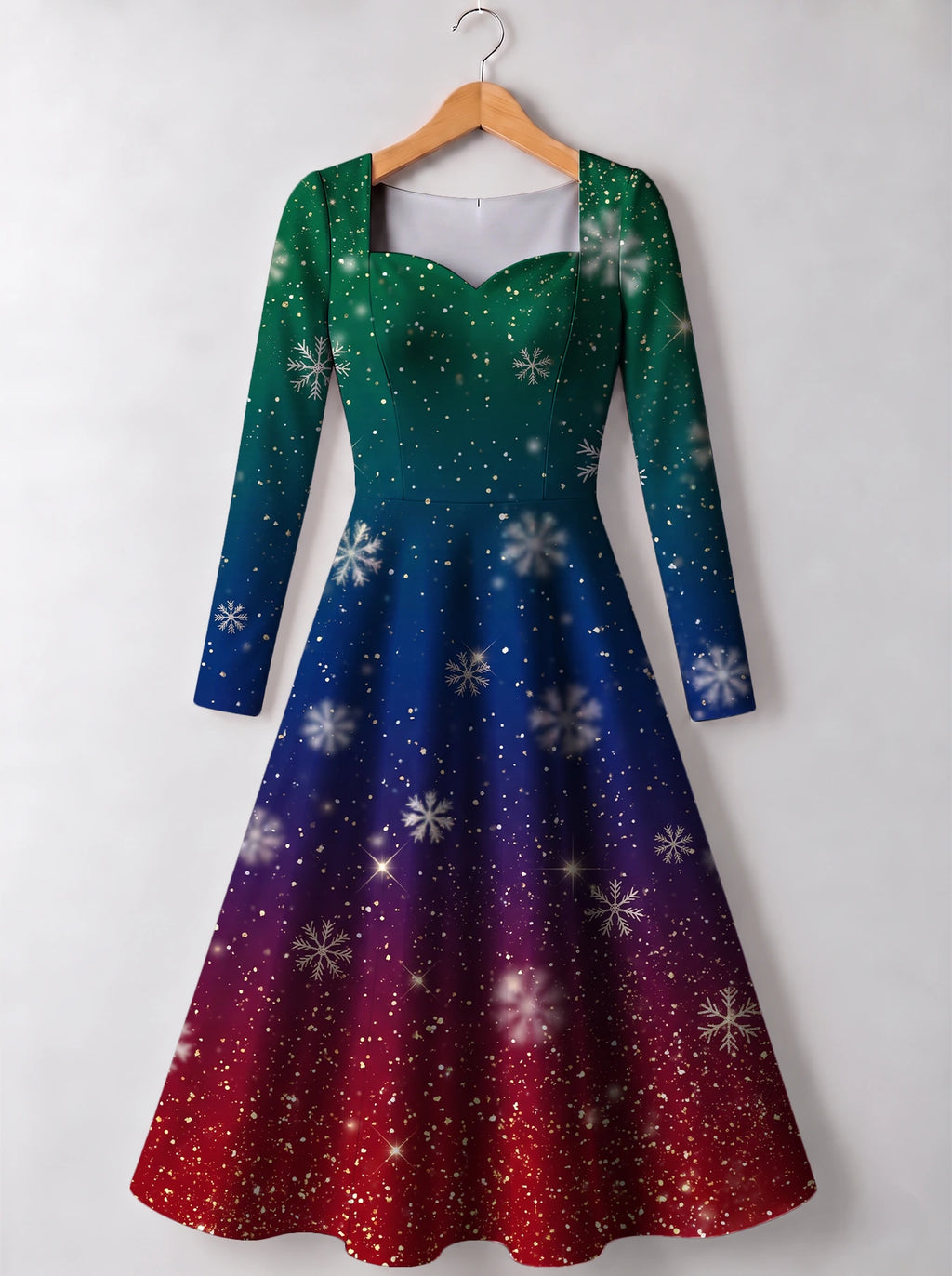 "Kipaji" Long Sleeve Sweetheart Midi Dress — front view