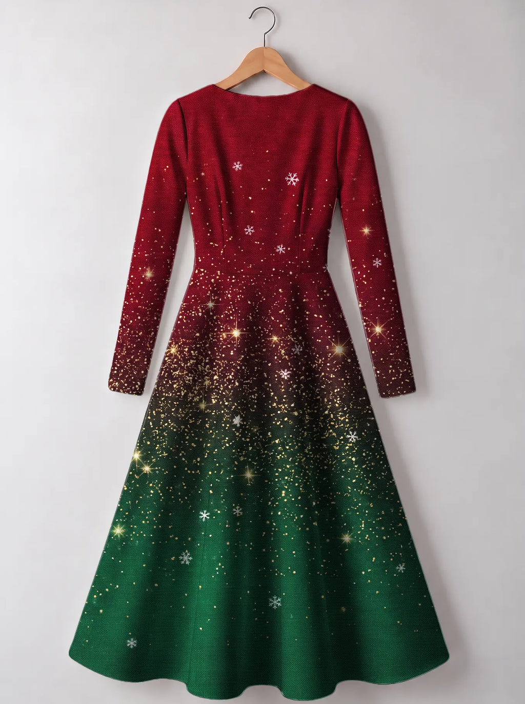 "Kipaji" Ruby Long Sleeve Sweetheart Midi Dress — back view