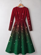 "Kipaji" Ruby Long Sleeve Sweetheart Midi Dress — back view