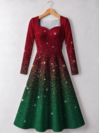 "Kipaji" Ruby Long Sleeve Sweetheart Midi Dress — front view