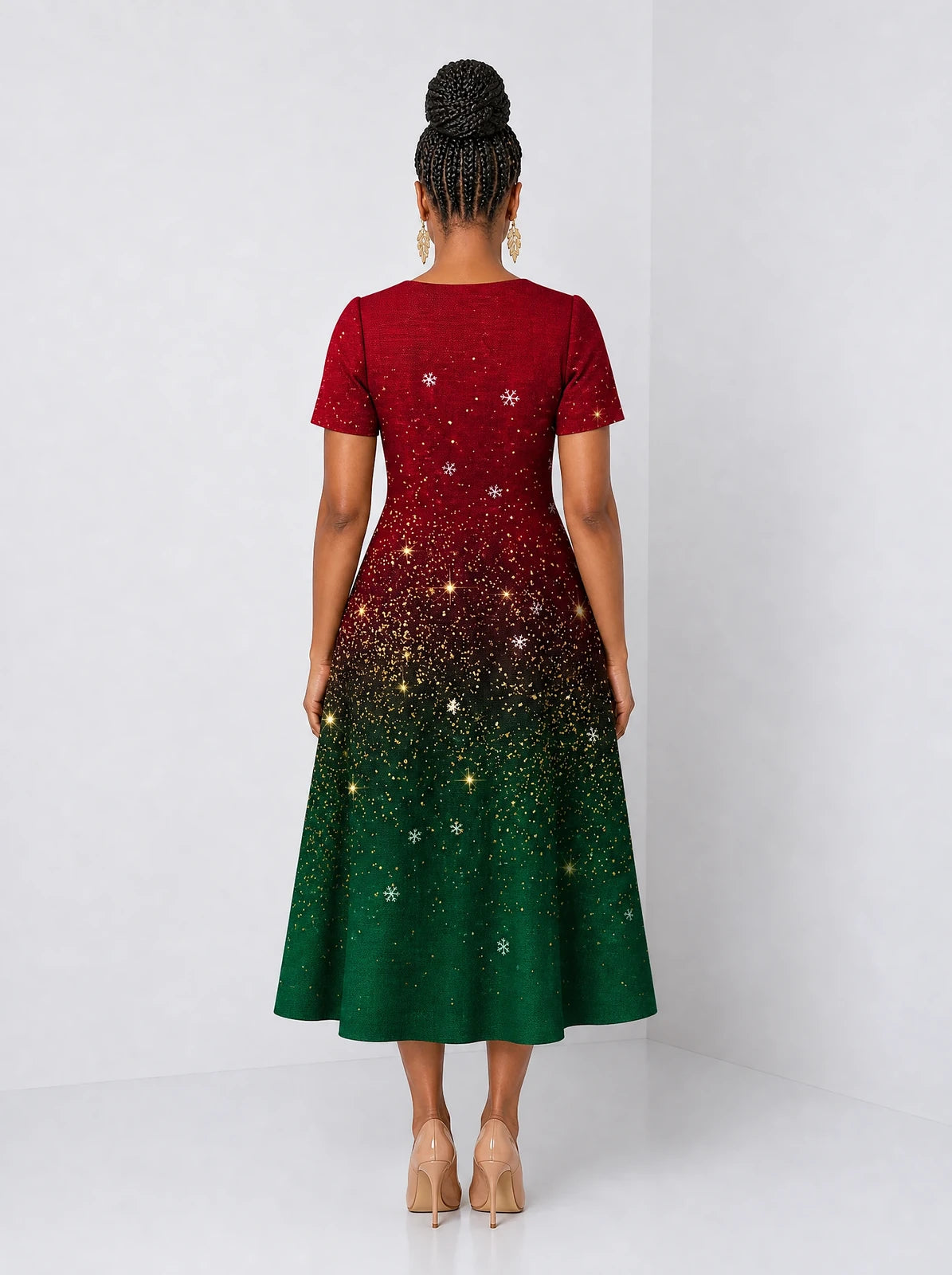"Kipaji" Ruby Sweetheart Midi Dress — back view on model