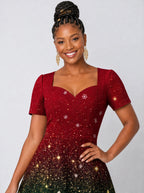 "Kipaji" Ruby Sweetheart Midi Dress — styled on model