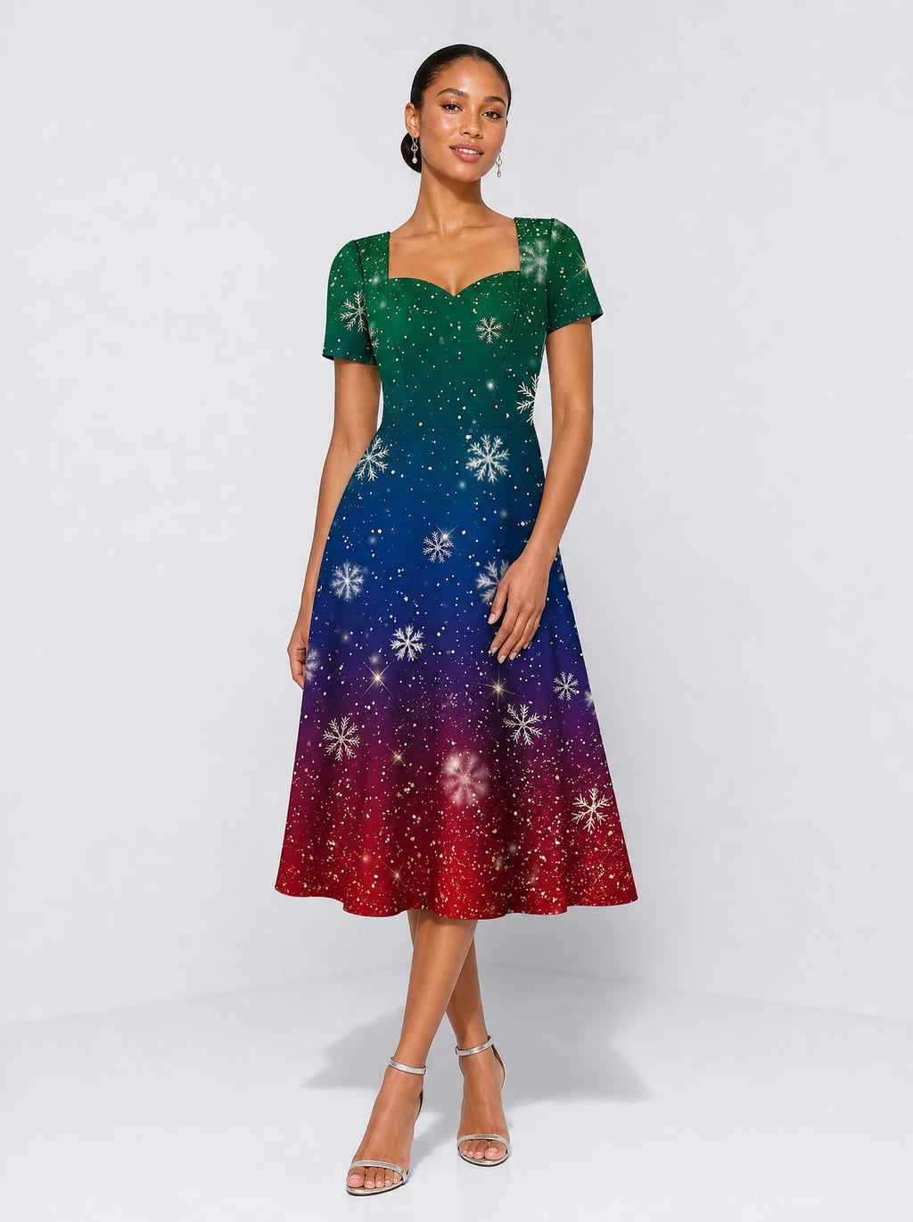 "Kipaji" Sweetheart Midi Dress — front view on model
