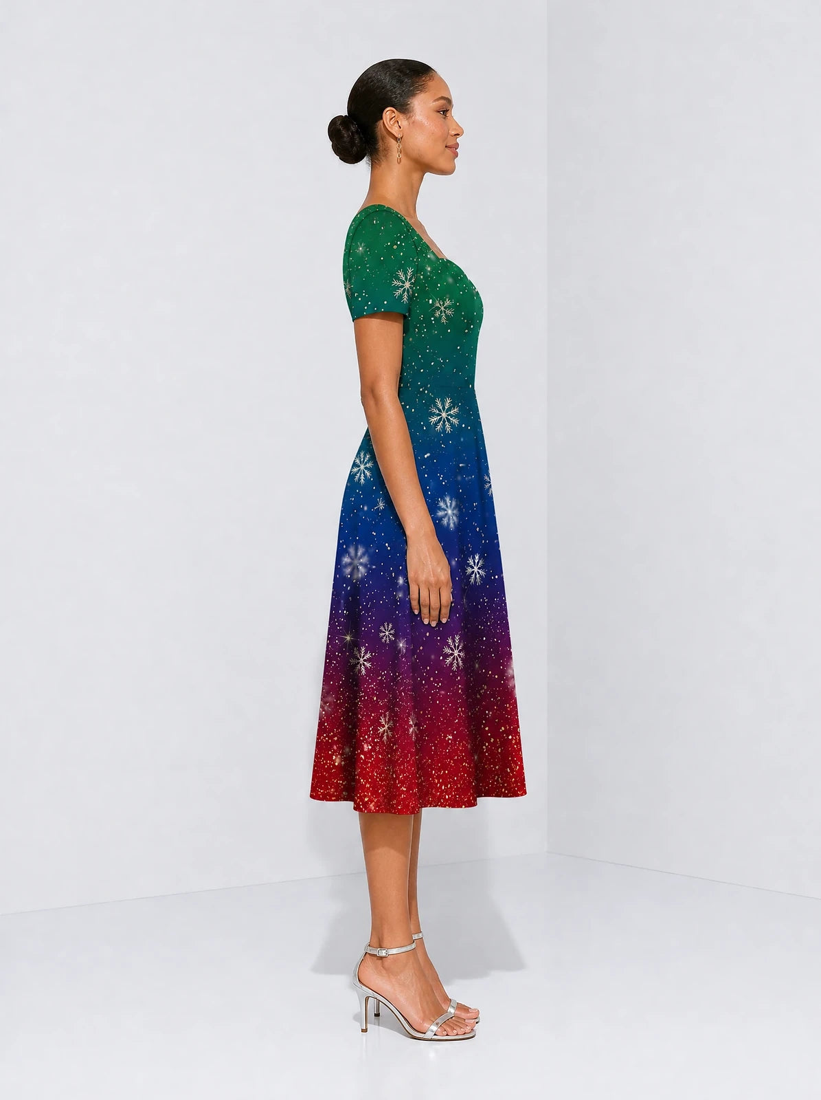 "Kipaji" Sweetheart Midi Dress — side view on model