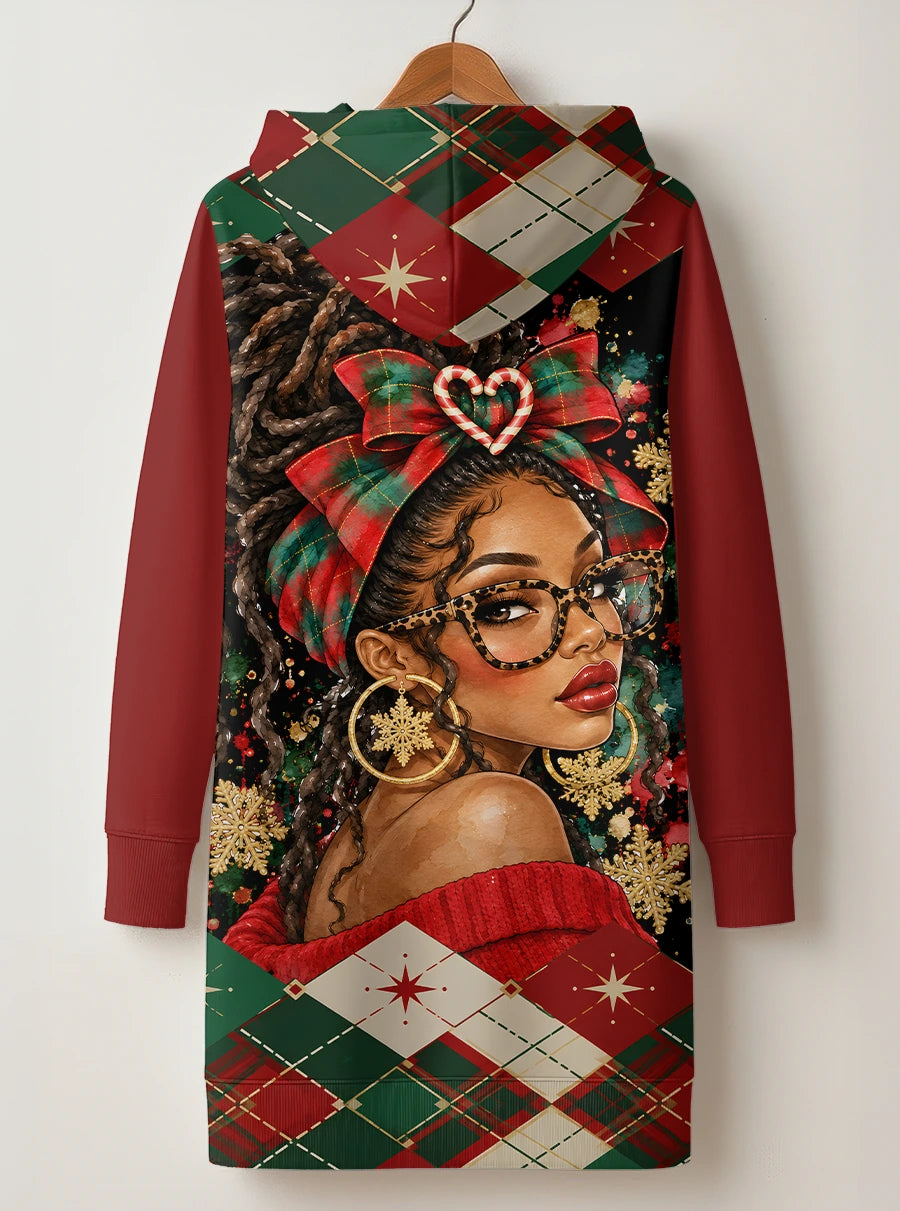 "Kipenzi" Christmas Hoodie Dress — back flat