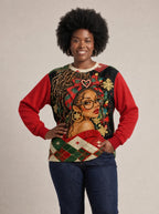 "Kipenzi" Christmas Sweatshirt — styled view on model