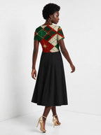 "Kipenzi" Christmas Sweetheart Midi Dress — back view on model