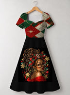 "Kipenzi" Christmas Sweetheart Midi Dress — front flat