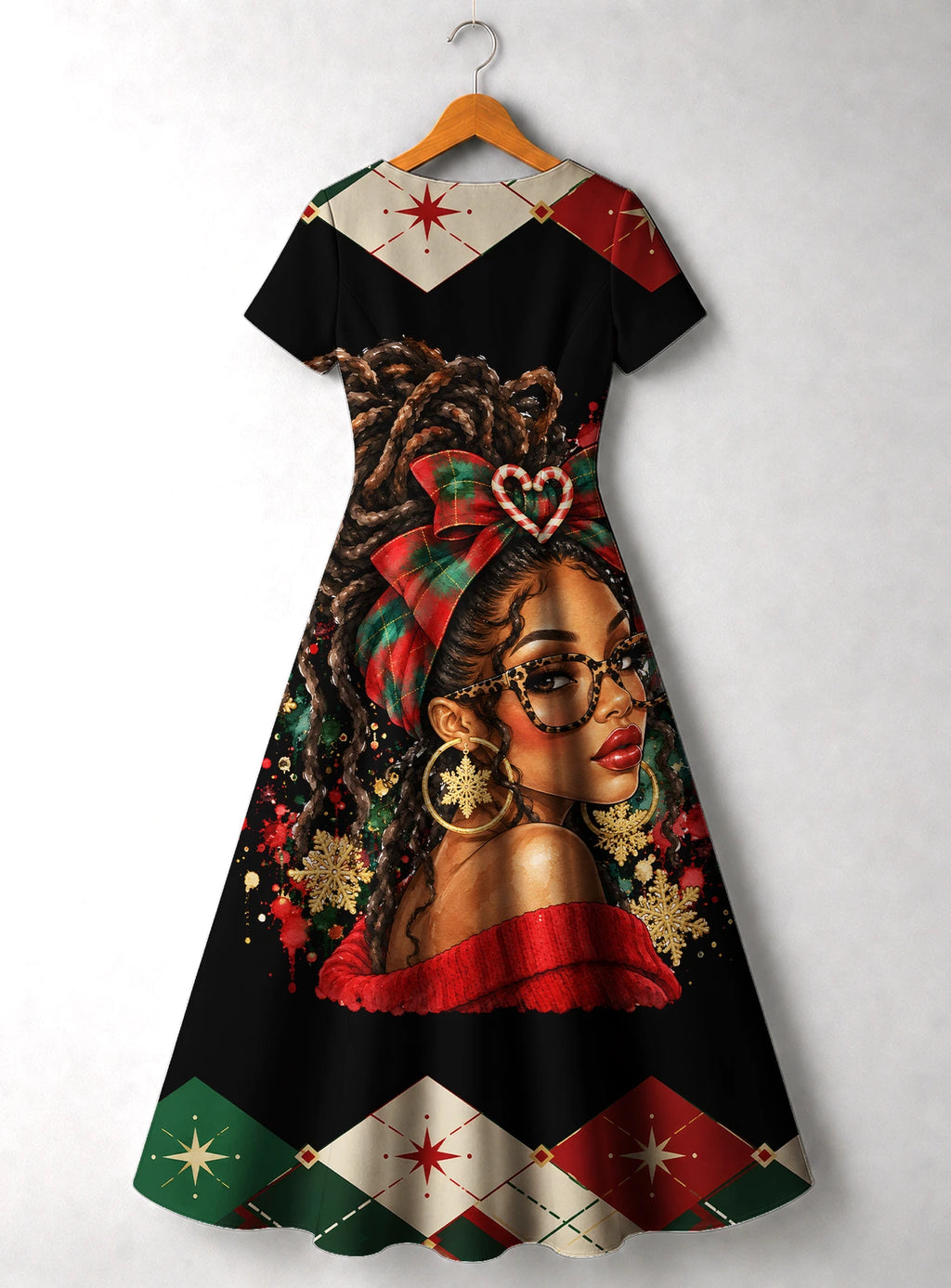 "Kipenzi" Christmas V Neck Midi Dress Promo