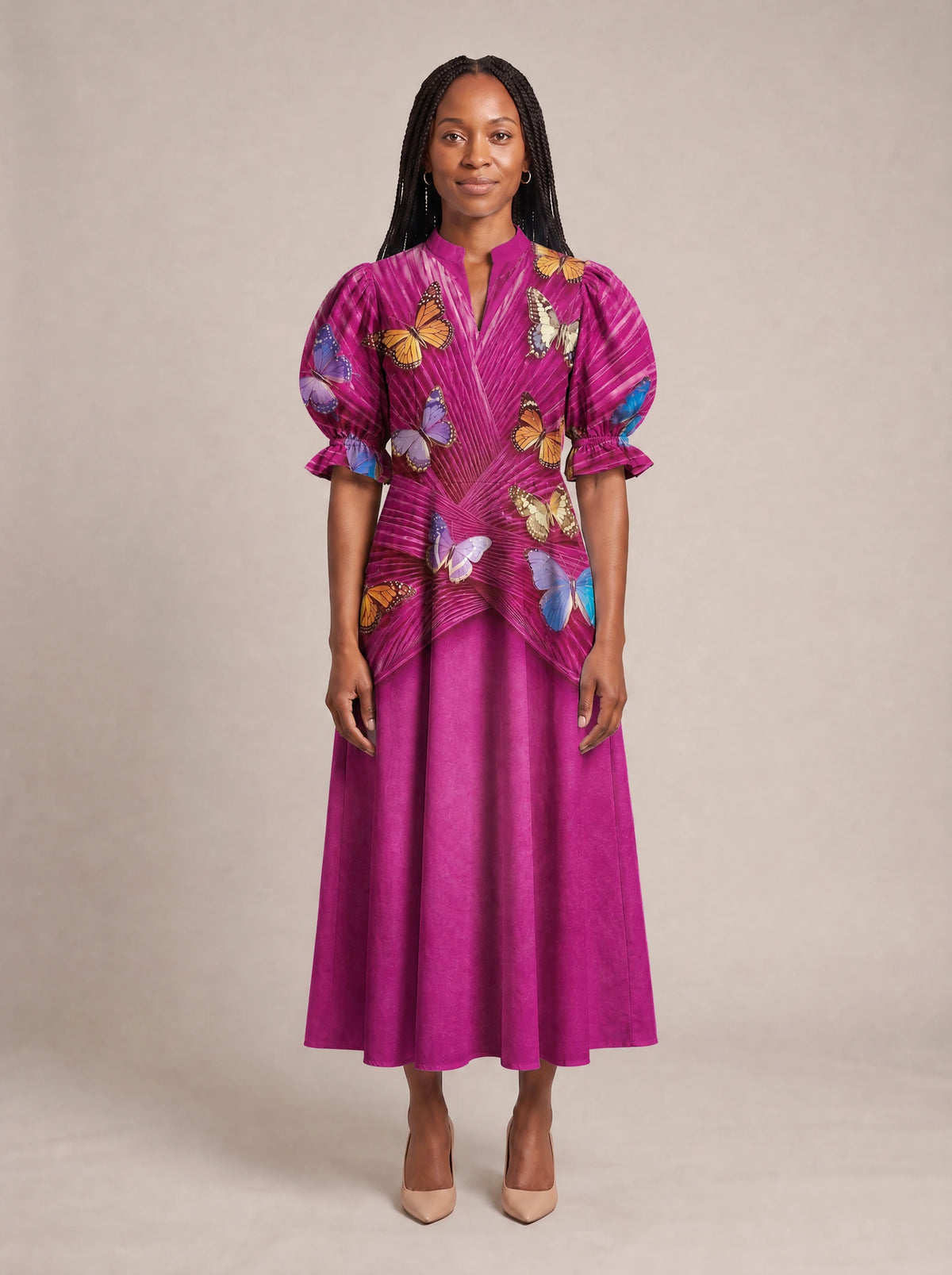 "Kipepeo" Puff Sleeve Dress