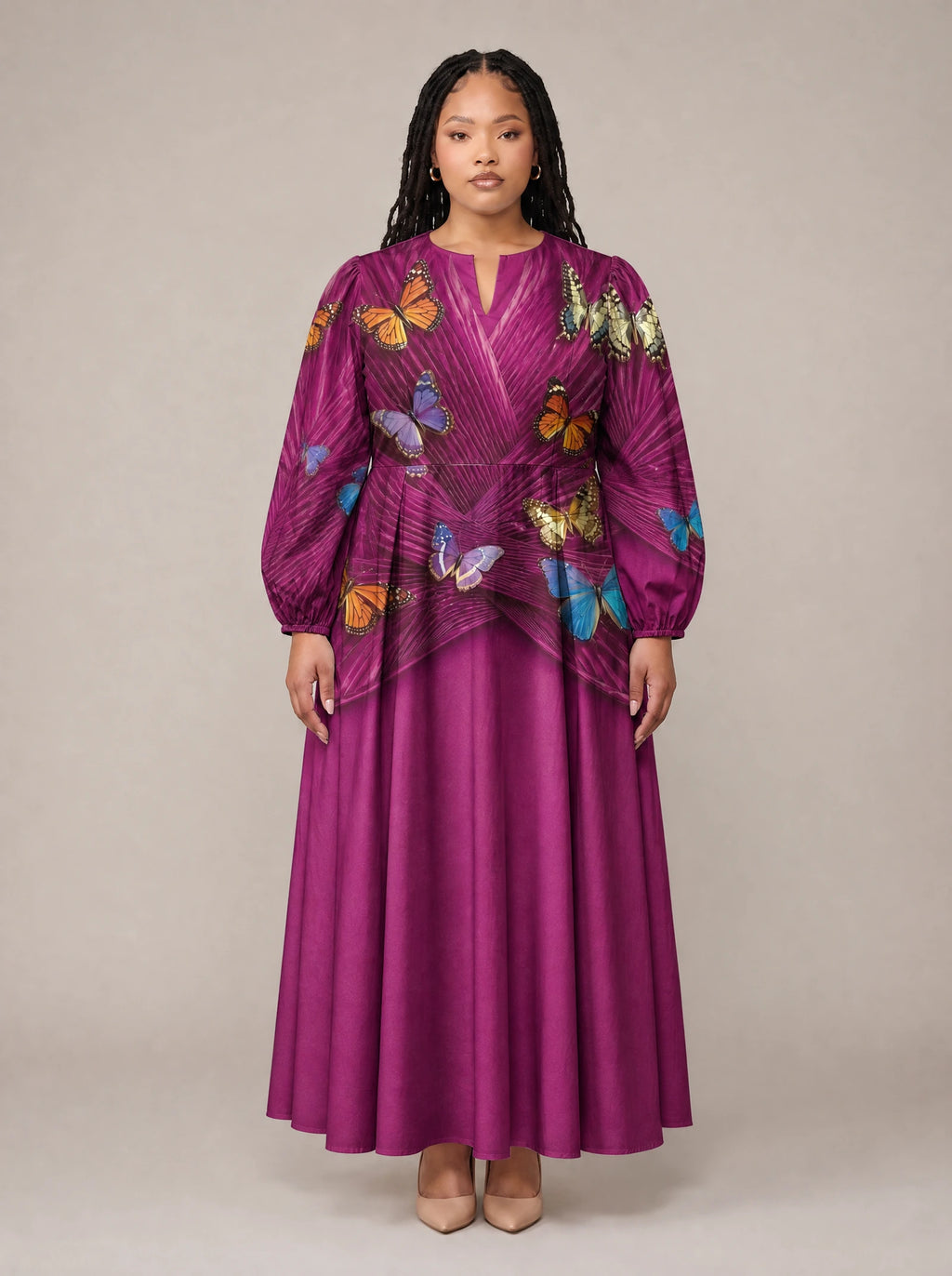 "Kipepeo" Puff Sleeve Maxi Dress