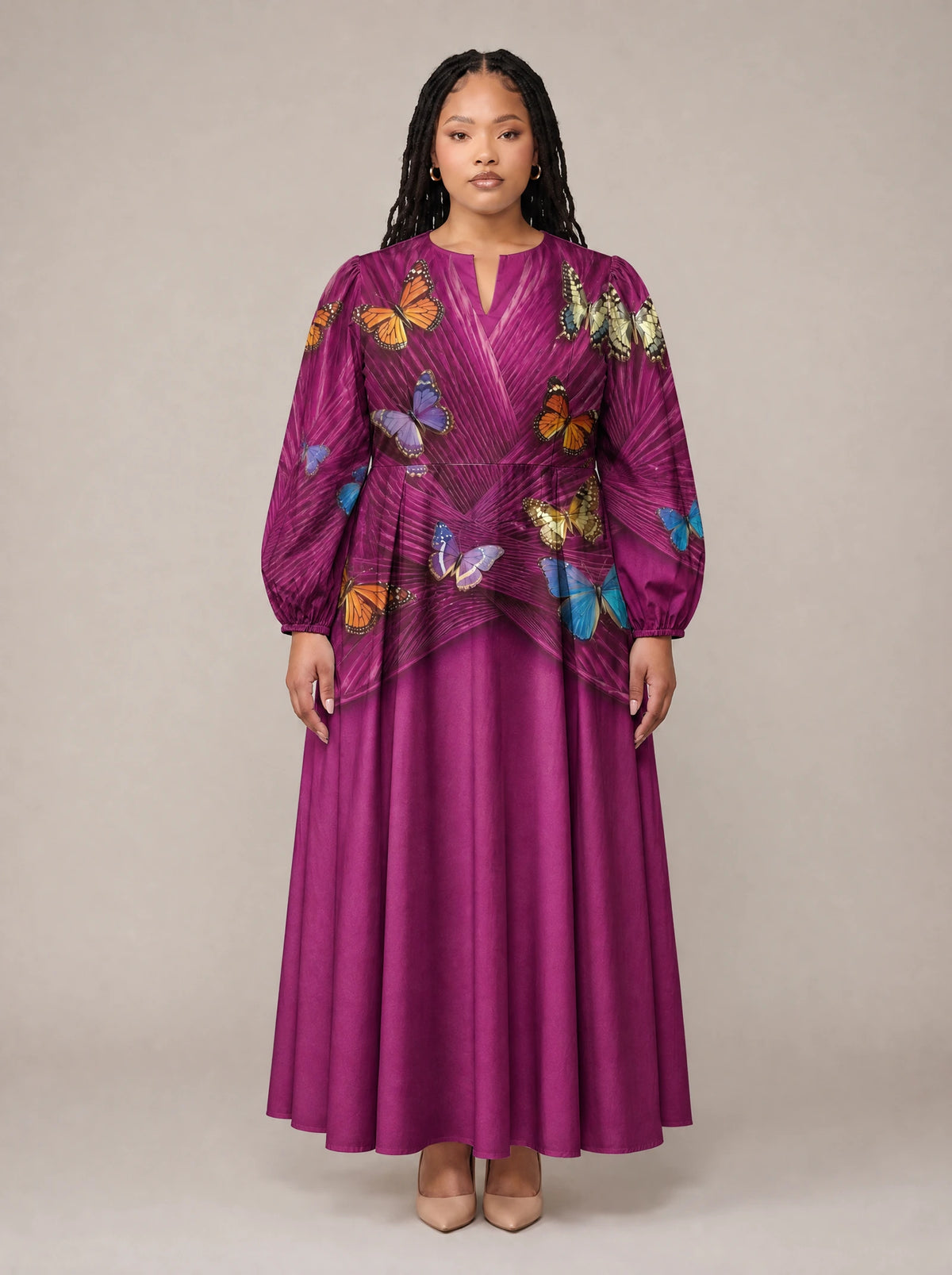 "Kipepeo" Puff Sleeve Maxi Dress