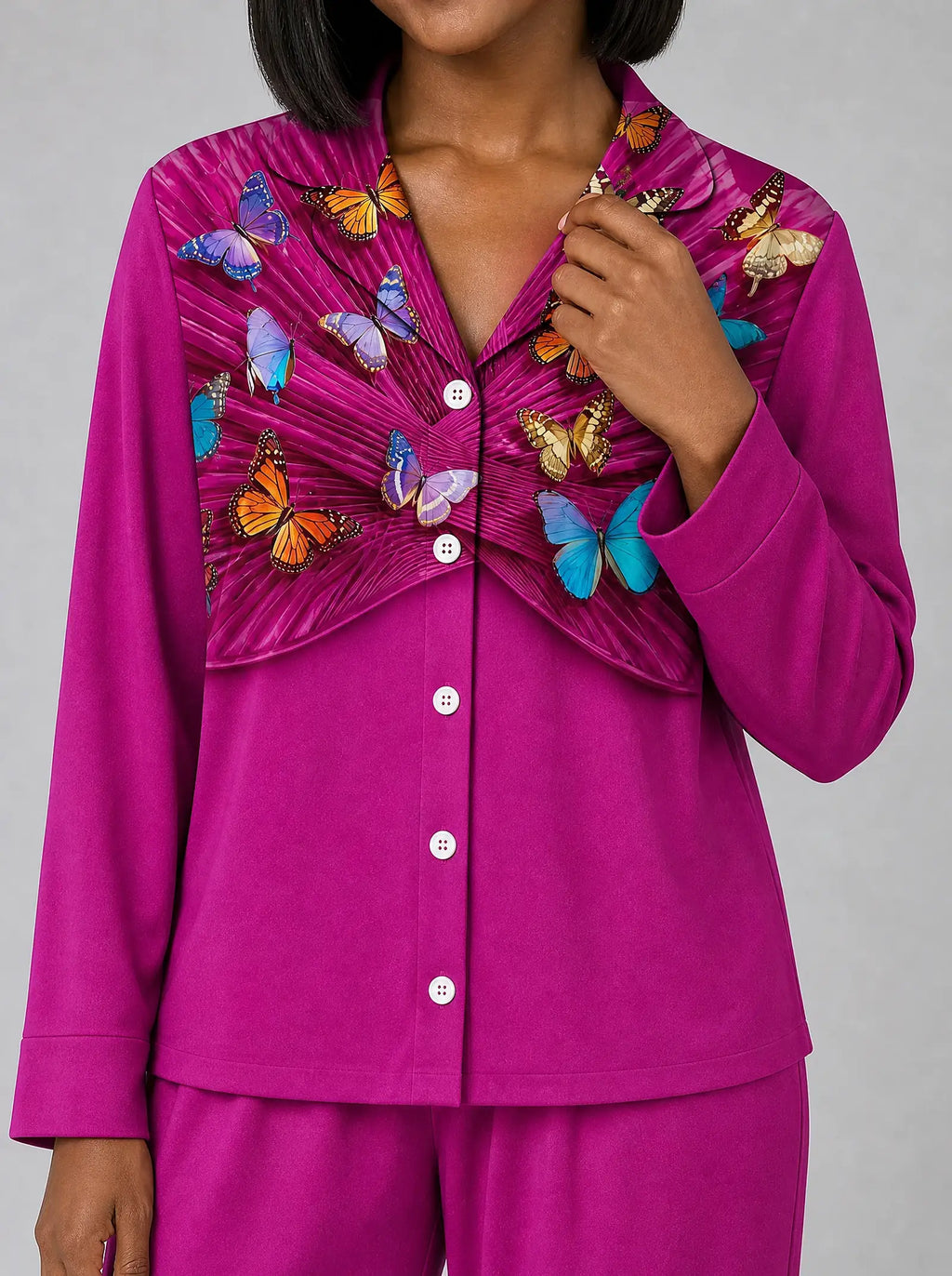 "Kipepeo" Pajama Set — close-up on model