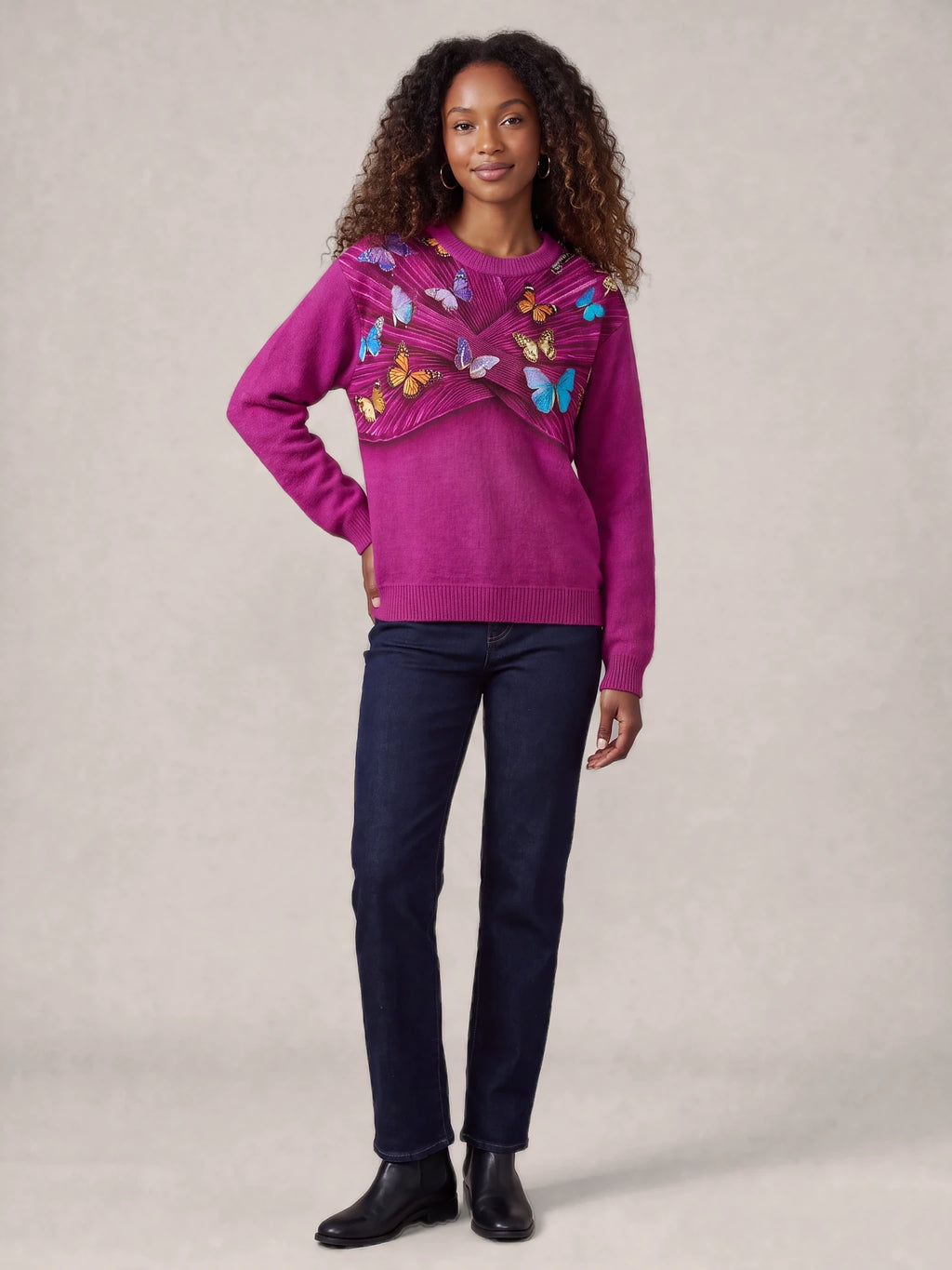 "Kipepeo" Sweatshirt — front view on model
