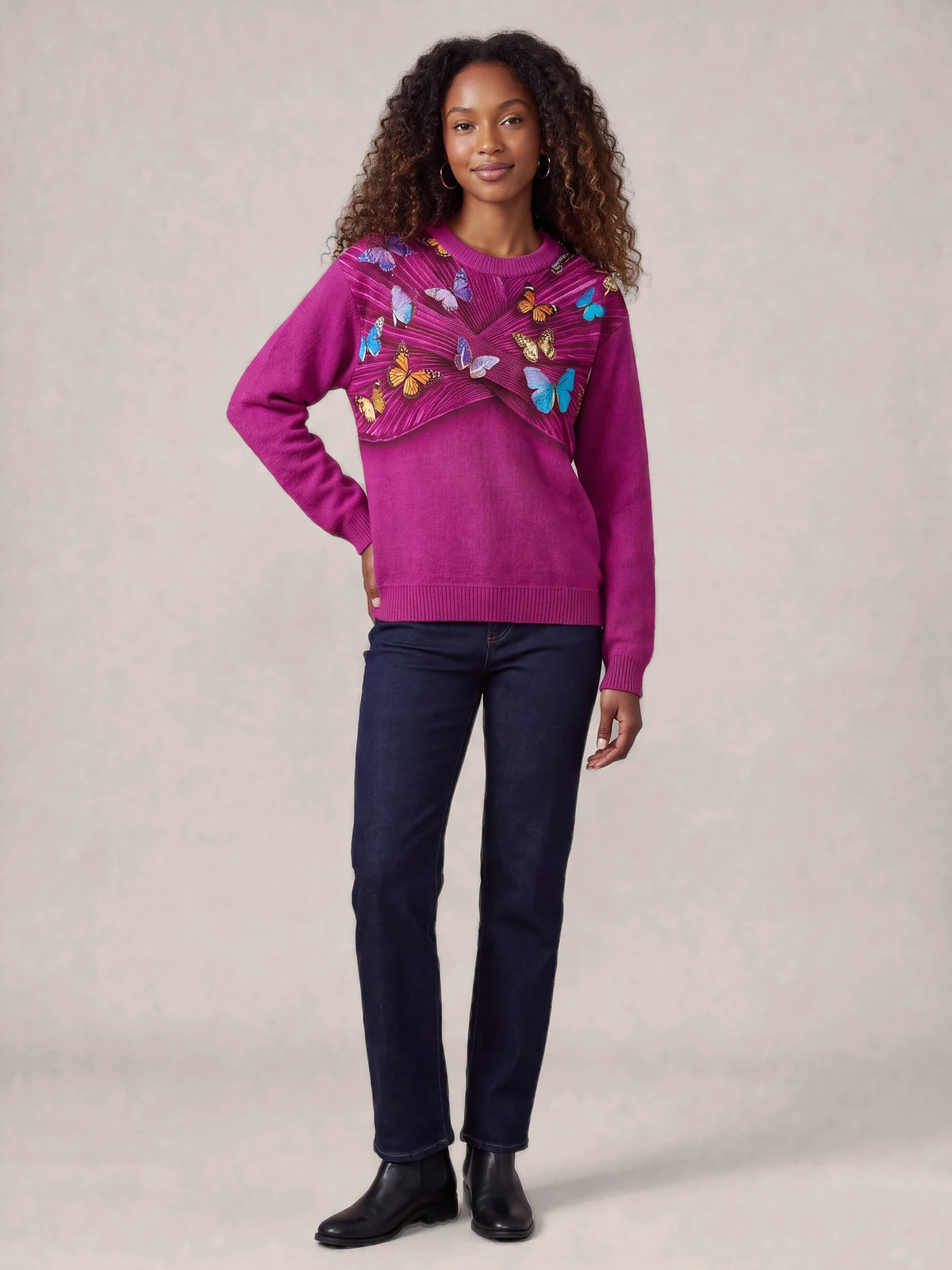 "Kipepeo" Sweatshirt — front view on model
