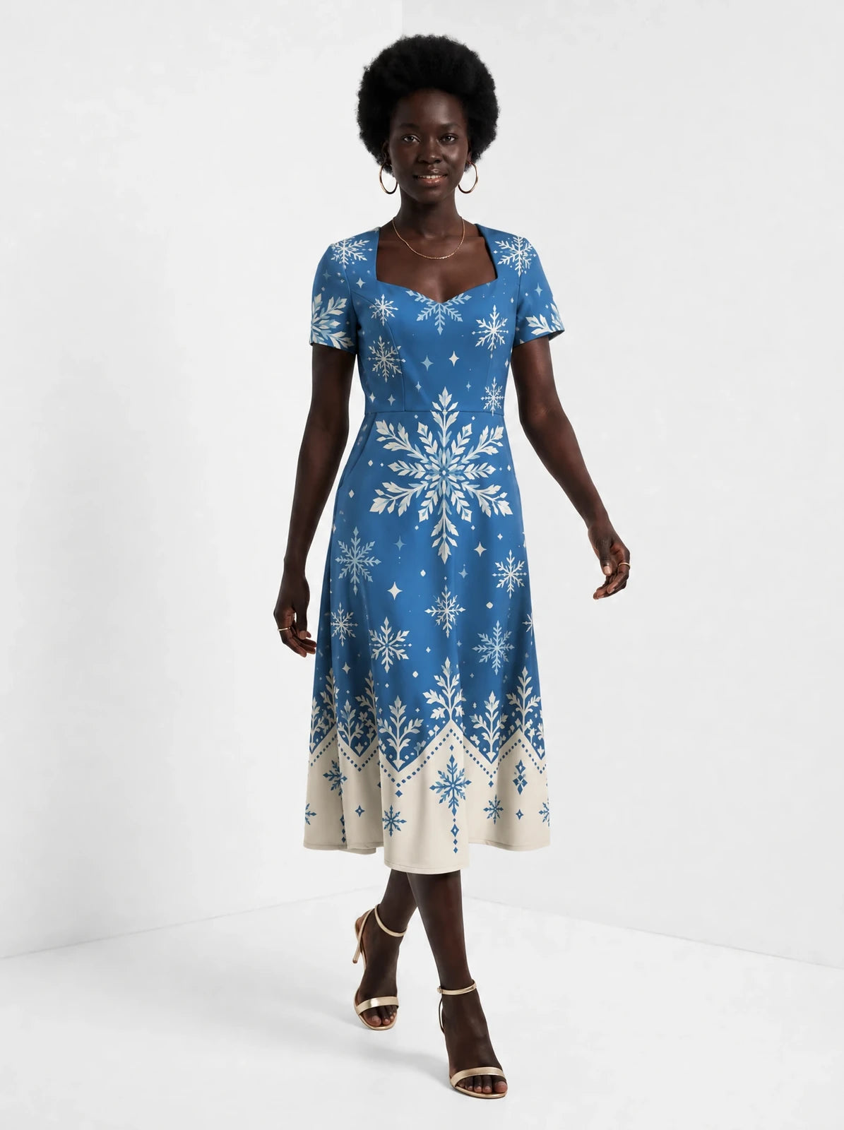 "Kipupwe" Sweetheart Midi Dress — front view on model