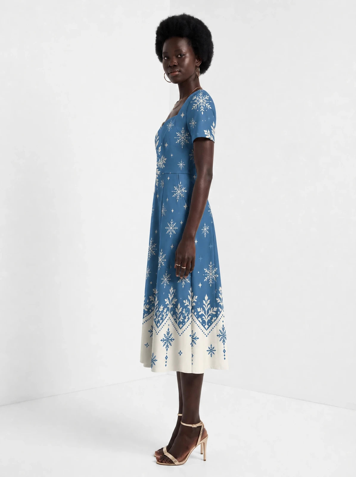 "Kipupwe" Sweetheart Midi Dress — side view on model