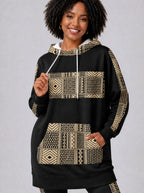"Kiraka" Hoodie Dress — close-up on model, styled with the matching leggings