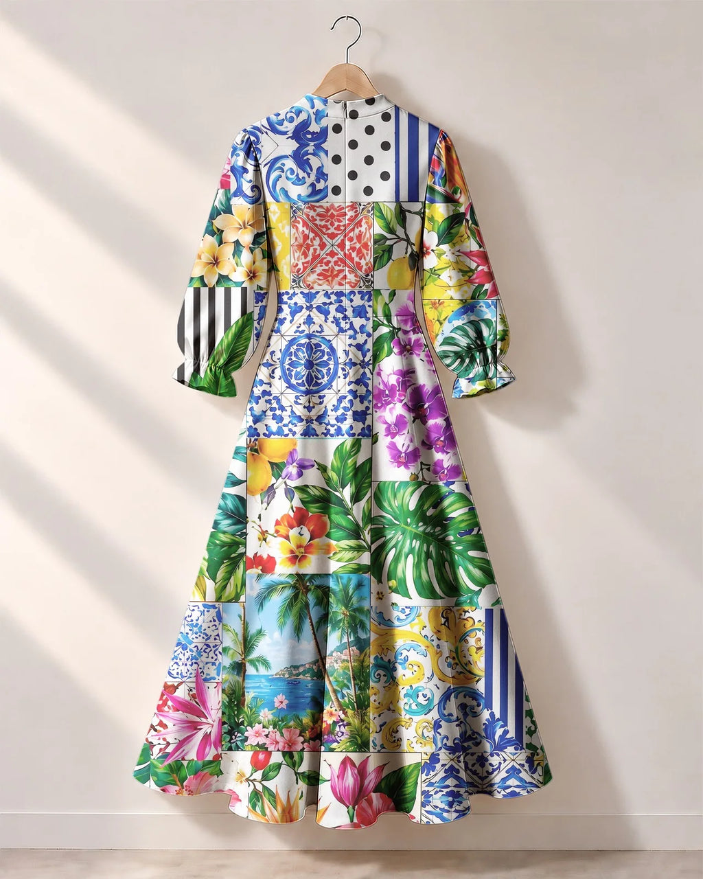 "Kisiwa" Long Puff Sleeve Dress