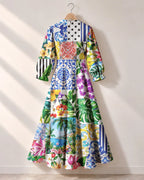 "Kisiwa" Long Puff Sleeve Dress