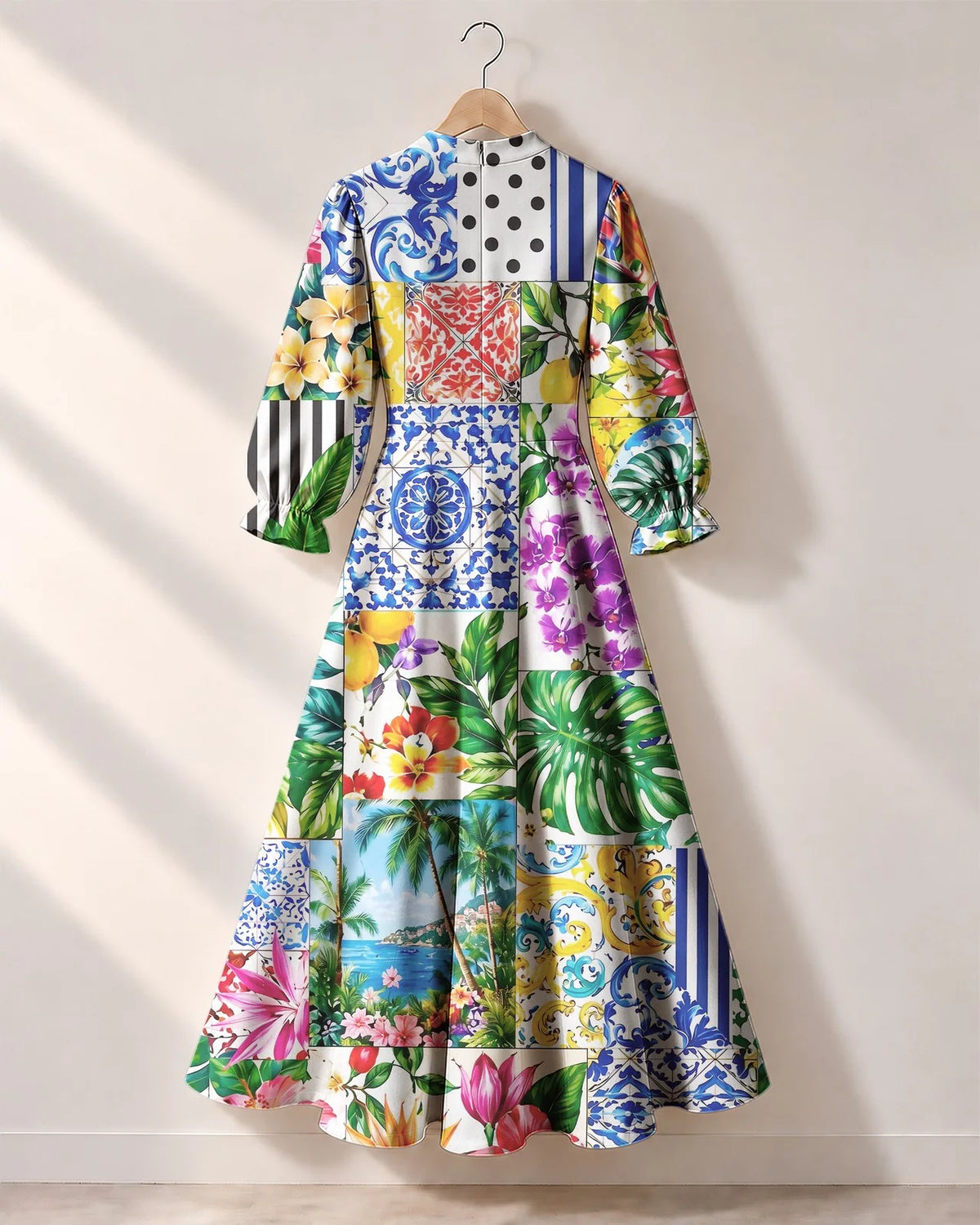 "Kisiwa" Long Puff Sleeve Dress