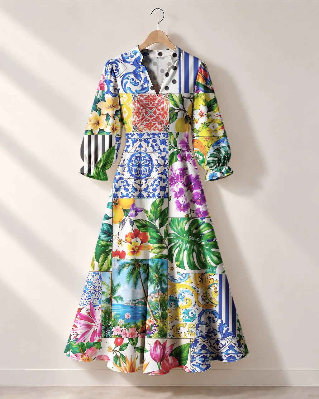 "Kisiwa" Long Puff Sleeve Dress