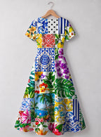 "Kisiwa" V Neck Midi Dress