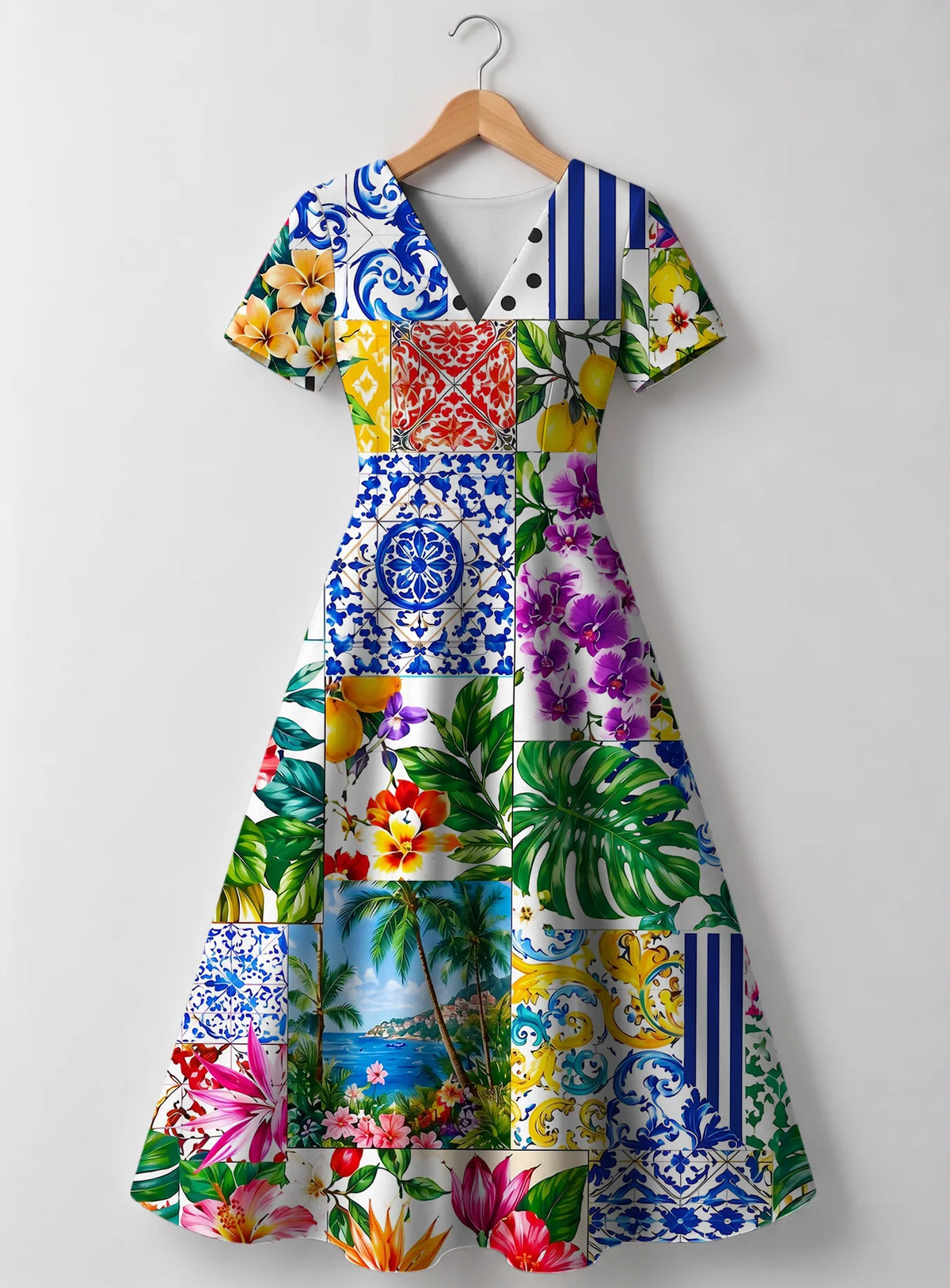 "Kisiwa" V Neck Midi Dress