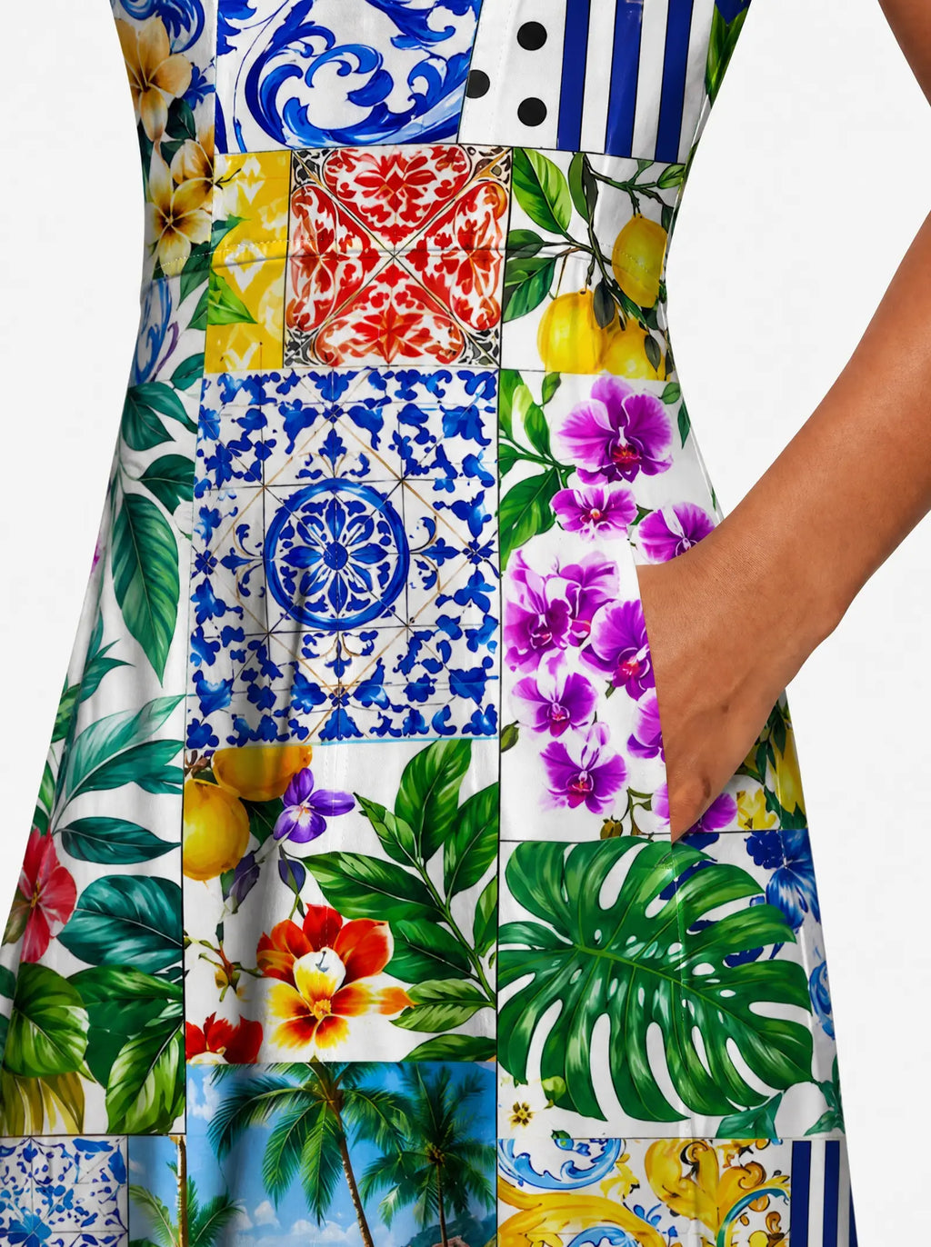 "Kisiwa" V Neck Midi Dress — back
