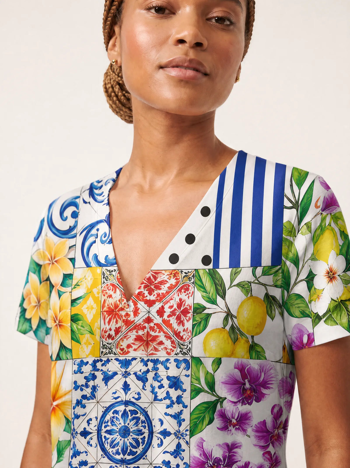 "Kisiwa" V Neck Midi Dress — on model