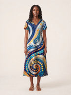 "Kito" V Neck Midi Dress — front