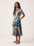 "Kito" V Neck Midi Dress — full body