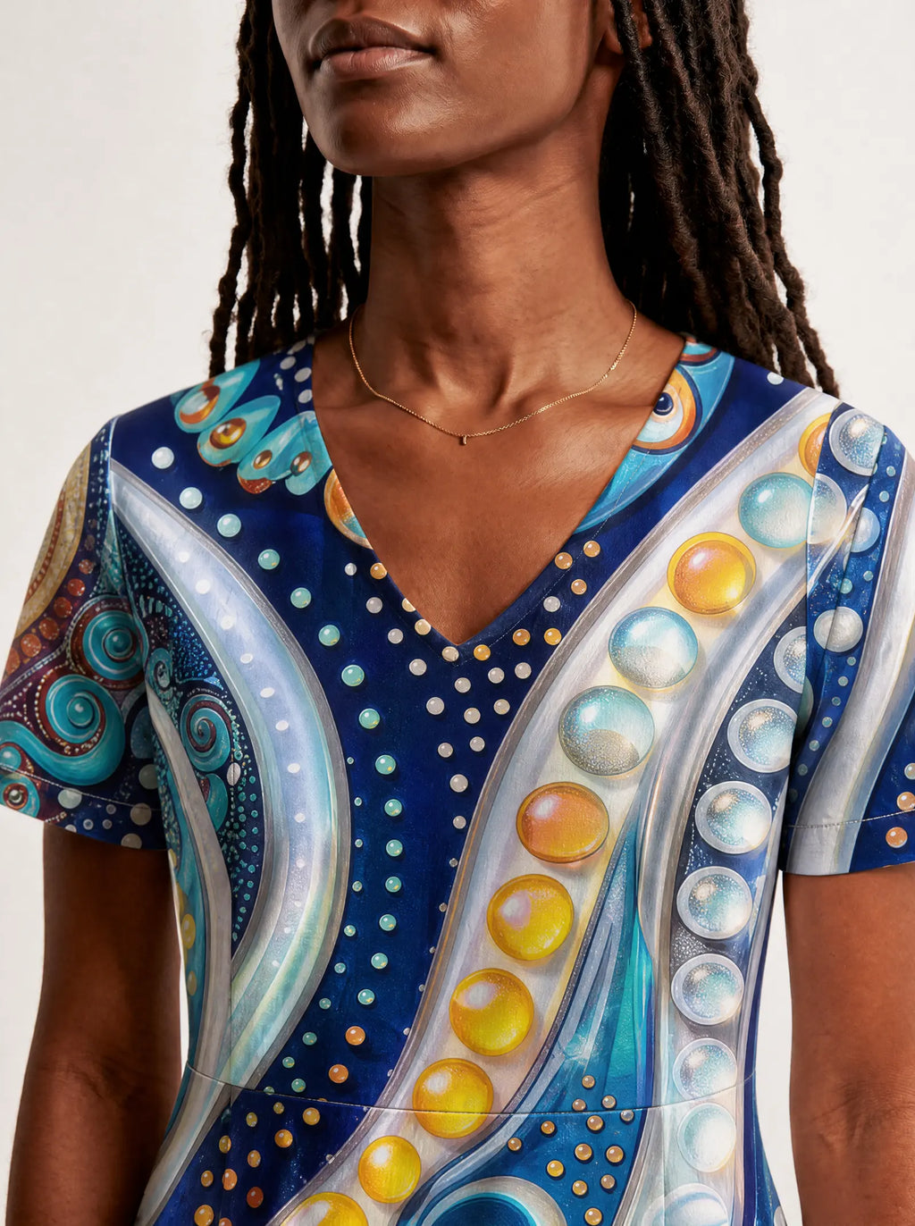 "Kito" V Neck Midi Dress — on model