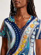 "Kito" V Neck Midi Dress — on model