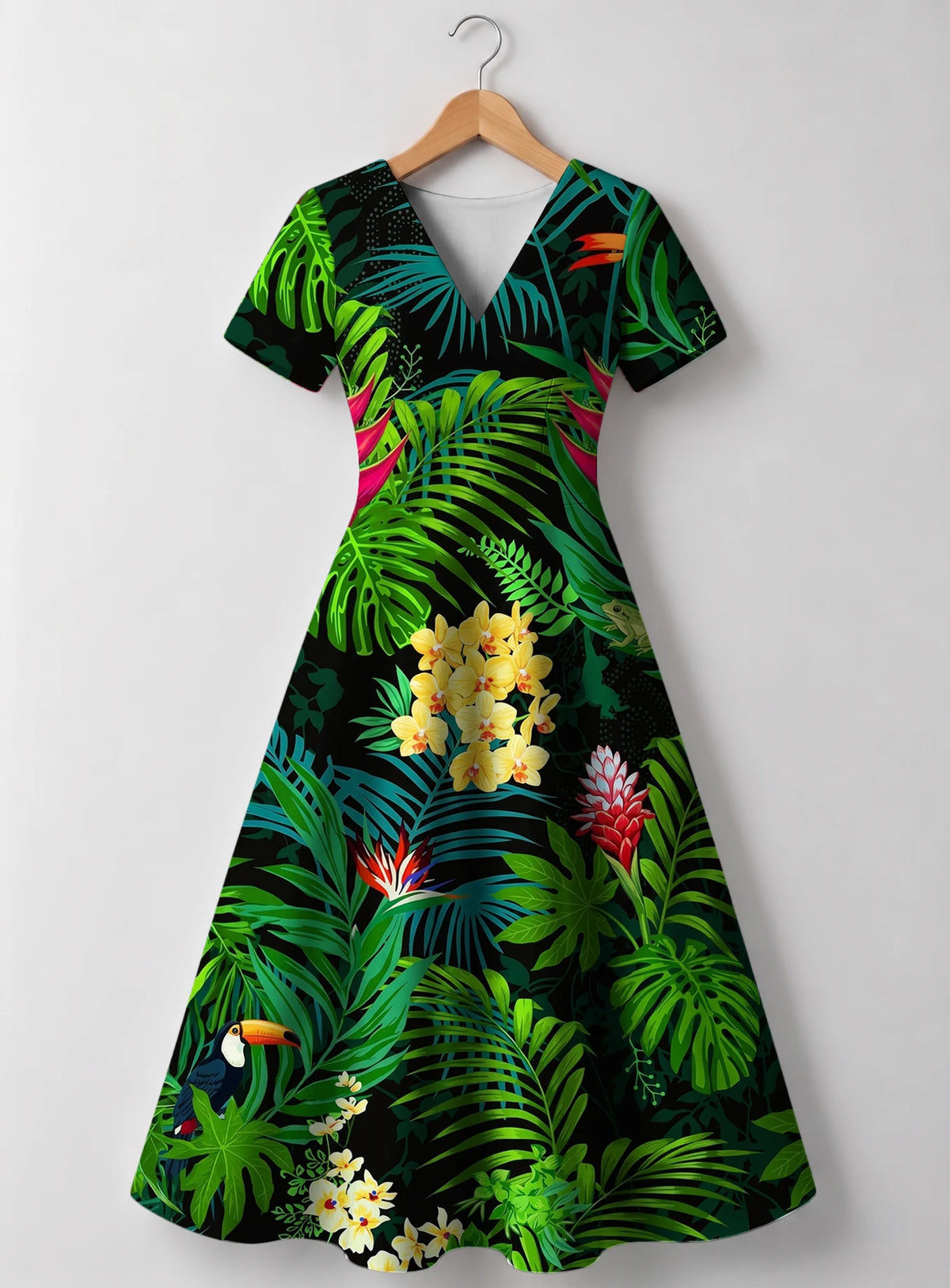"Kitropiki" V Neck Midi Dress