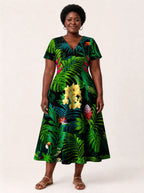 "Kitropiki" V Neck Midi Dress — front