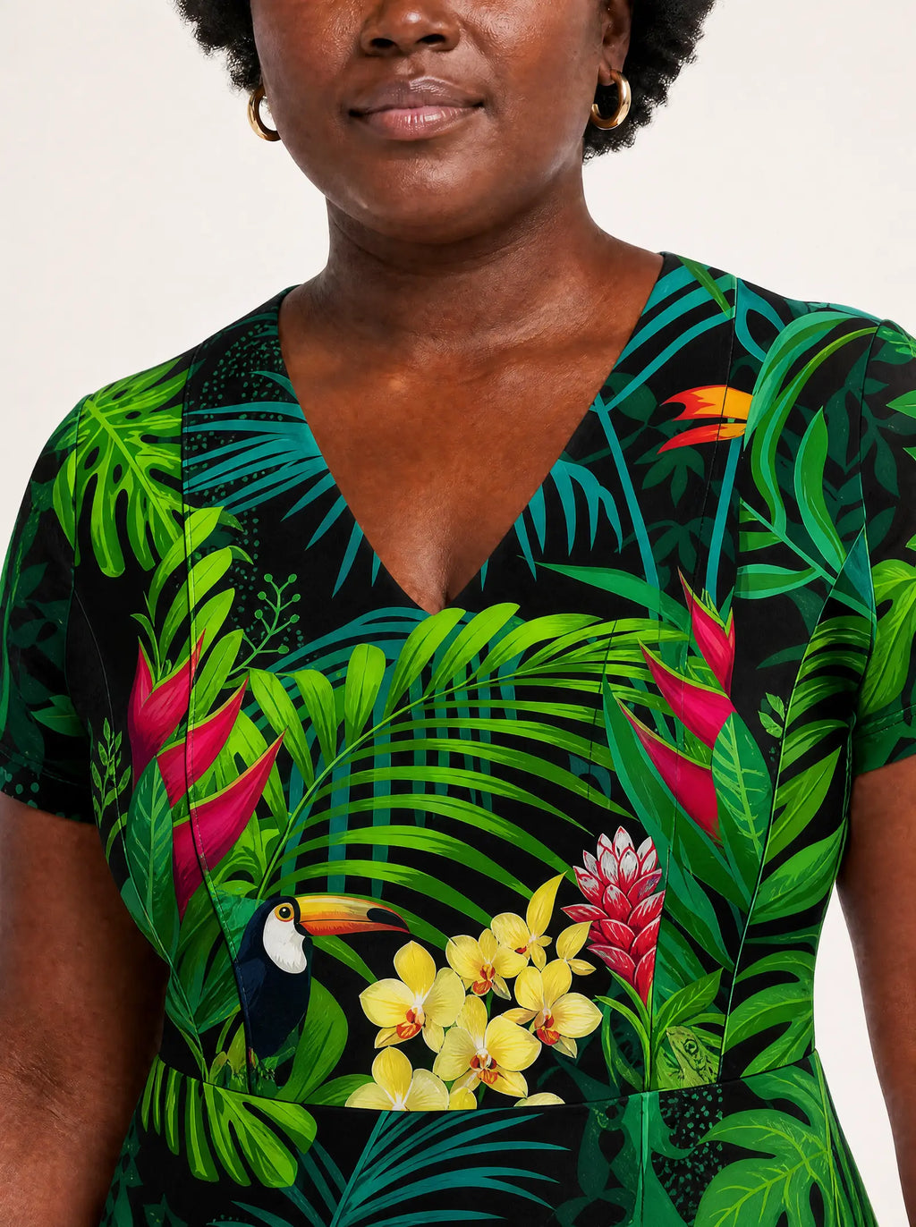 "Kitropiki" V Neck Midi Dress — on model